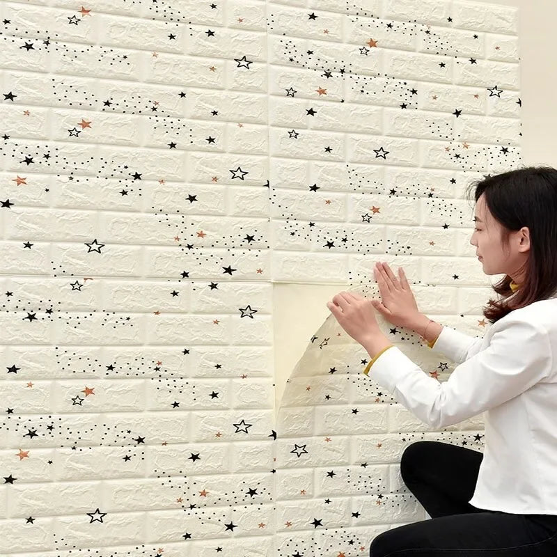 77cm*70cm 3D self-adhesive wallpaper waterproof brick retro wall stickers living room bedroom wall stickers home decoration
