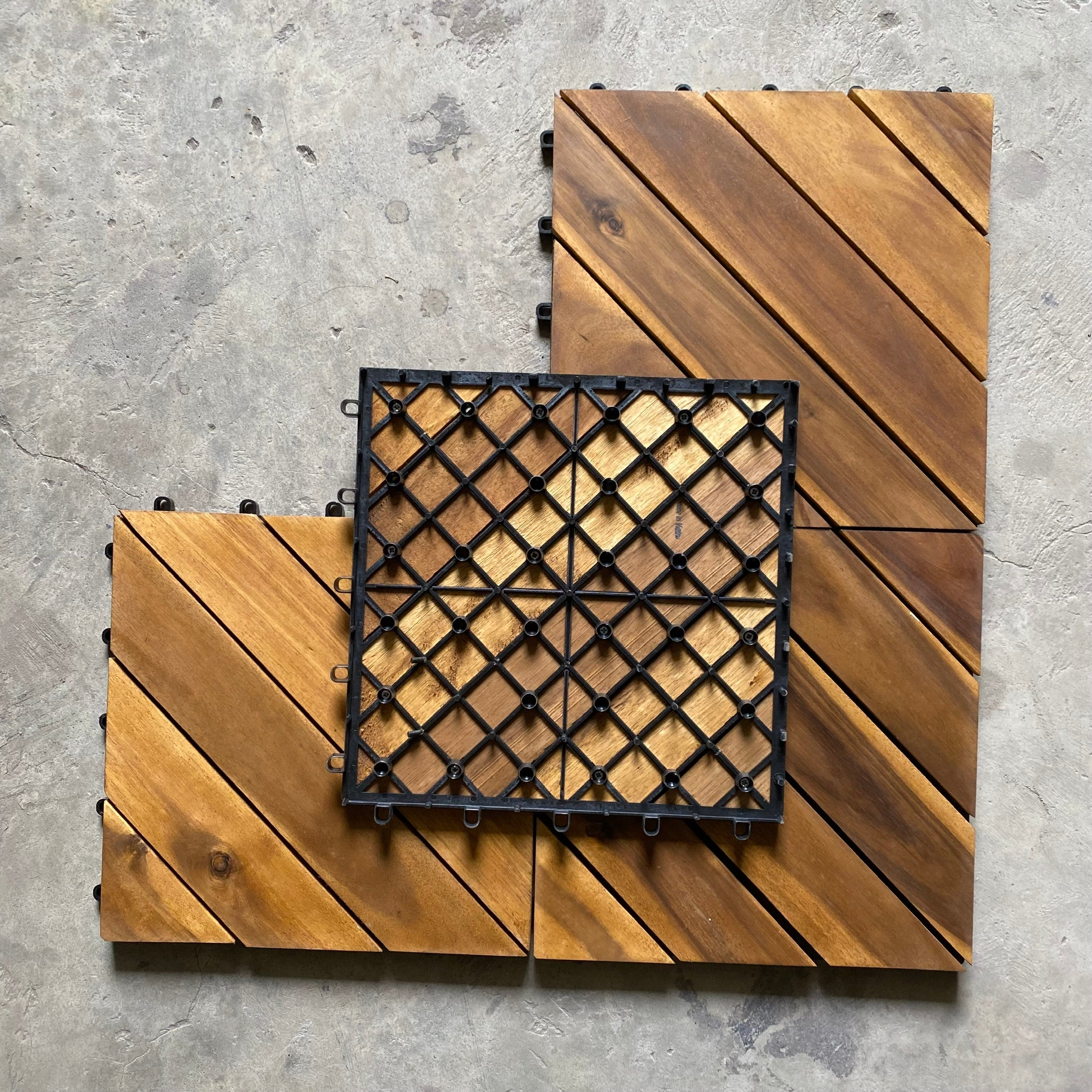 33 Tấm lát gỗ keo hiện đại 30 x 30 cm, Hệ thống mosaic lắp ghép cho Sân thượng Ban công ngoài trời, Kích thước tùy chỉnh