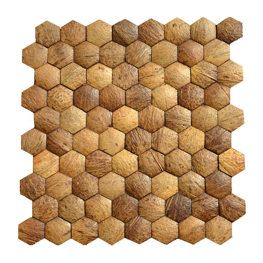 Gạch mosaic dừa hình vuông tự nhiên làm thủ công ốp tường trang trí