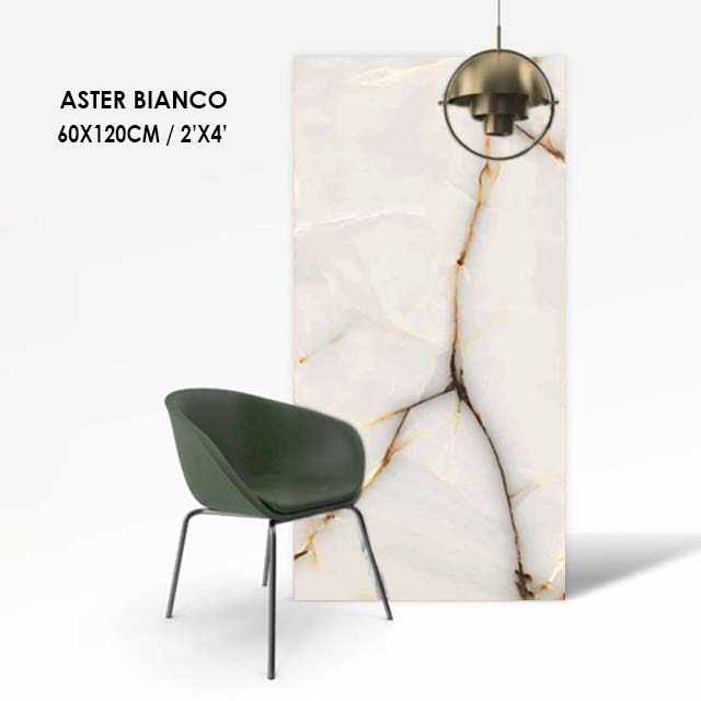 Gạch Lát Sàn Sứ Tráng Men Bóng Aster Bianco 600x1200mm Cho Biệt Thự Hiện Đại Đá Cẩm Thạch