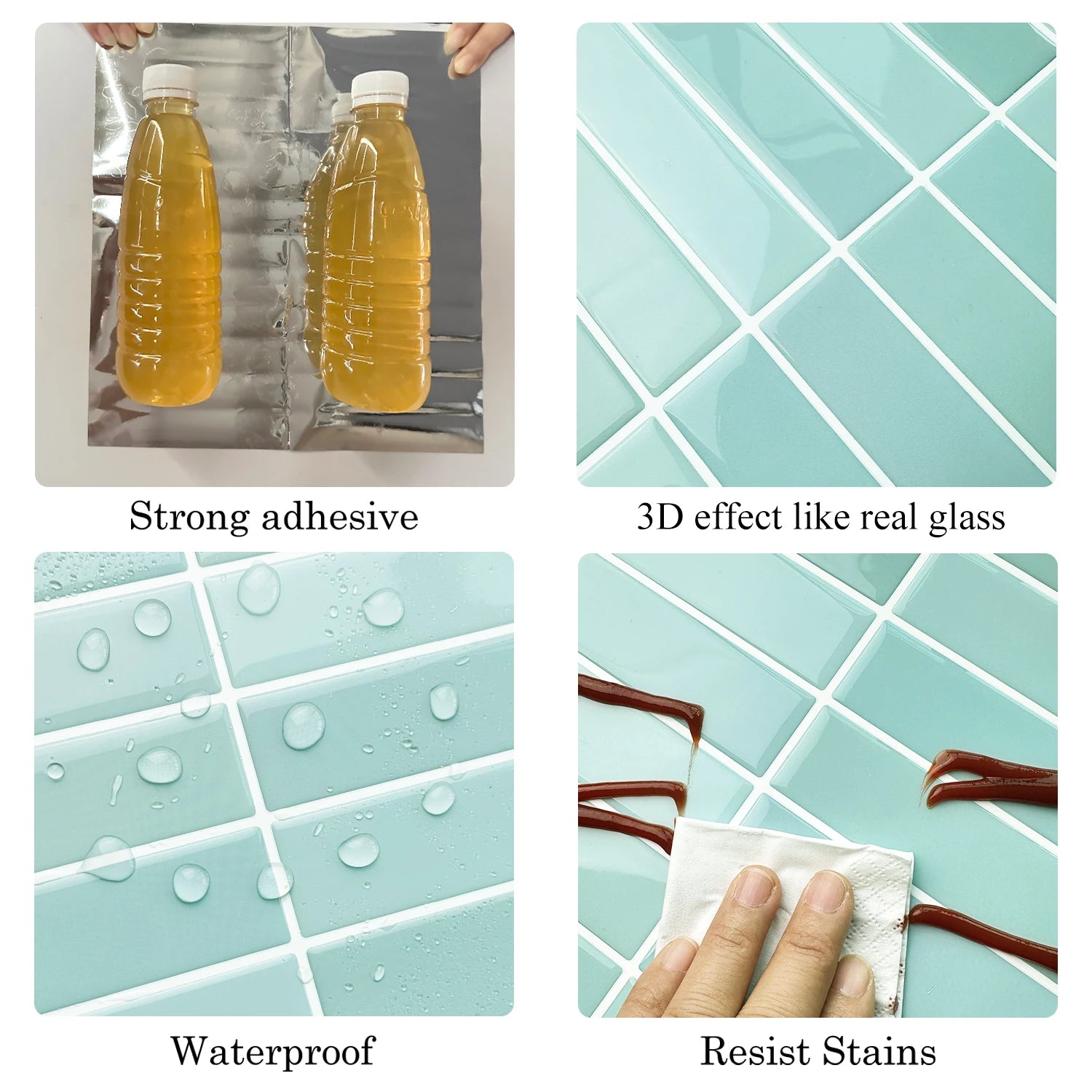 10pcs 3D Imitation Tiles Self-Adhesive Wall Stickers Peel And Stick Wallpaper Heat-resistant And Waterproof For home Decor