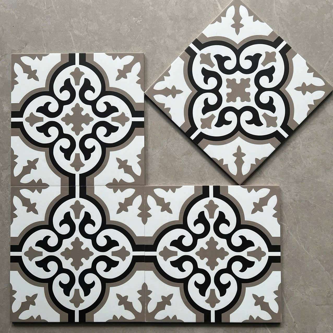 Gạch men ceramic chất lượng cao 600x1200 mm họa tiết hình học cổ điển