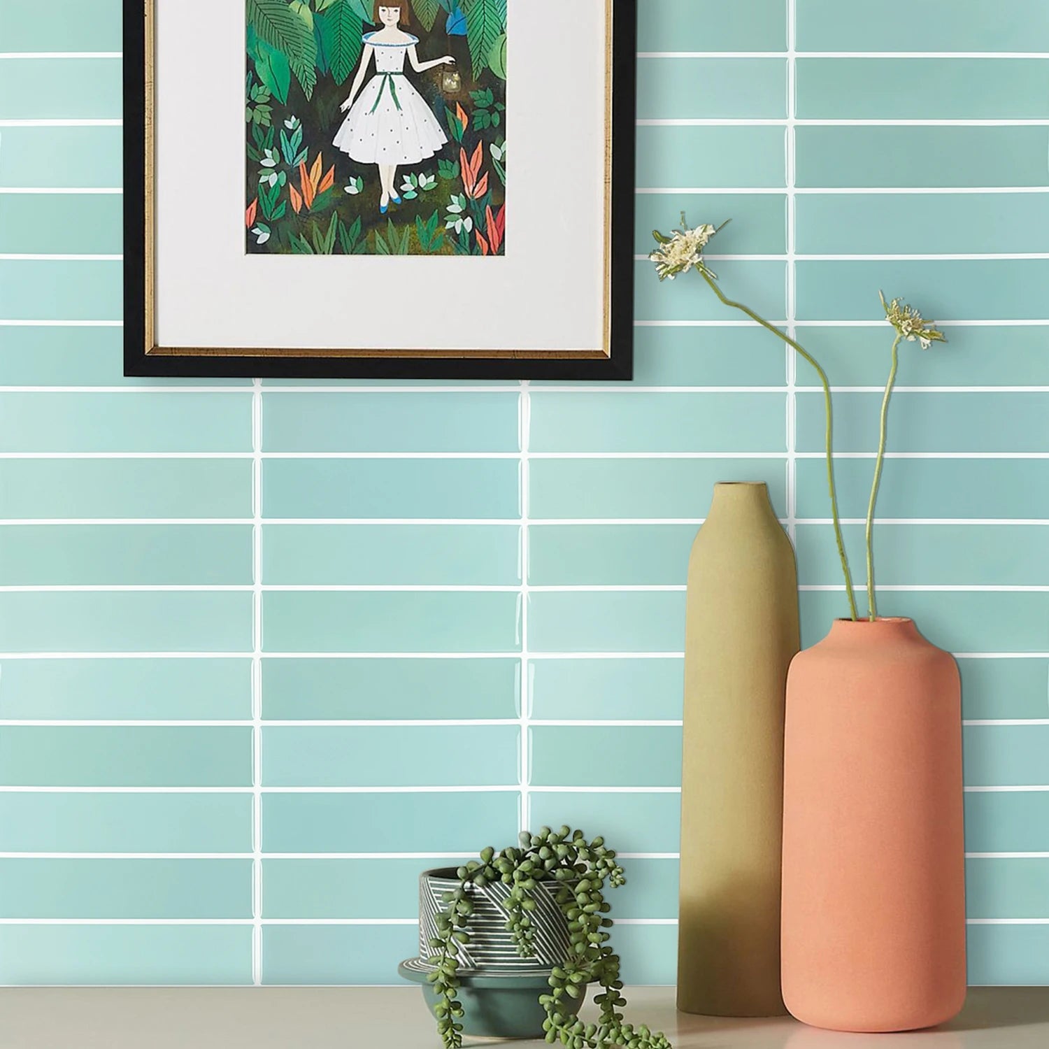 10pcs 3D Imitation Tiles Self-Adhesive Wall Stickers Peel And Stick Wallpaper Heat-resistant And Waterproof For home Decor