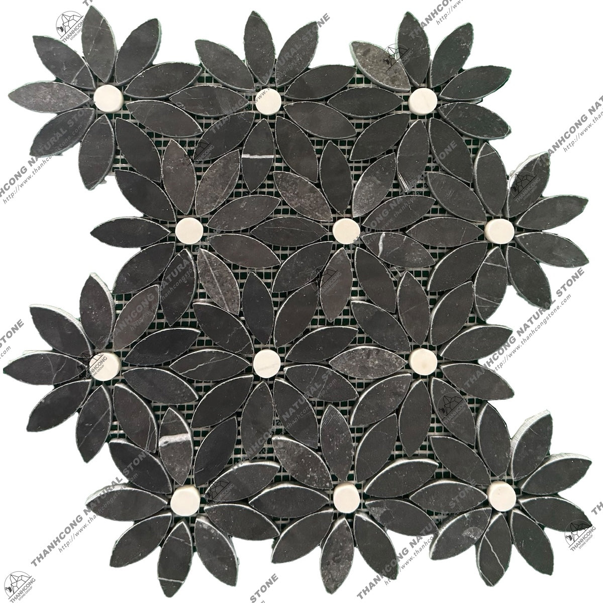 Modern White 8-10mm Flower Pattern Mosaic Wall Tiles Decorative Rectangular Tiles for Kitchen Living Room Bedroom Hotel Villa