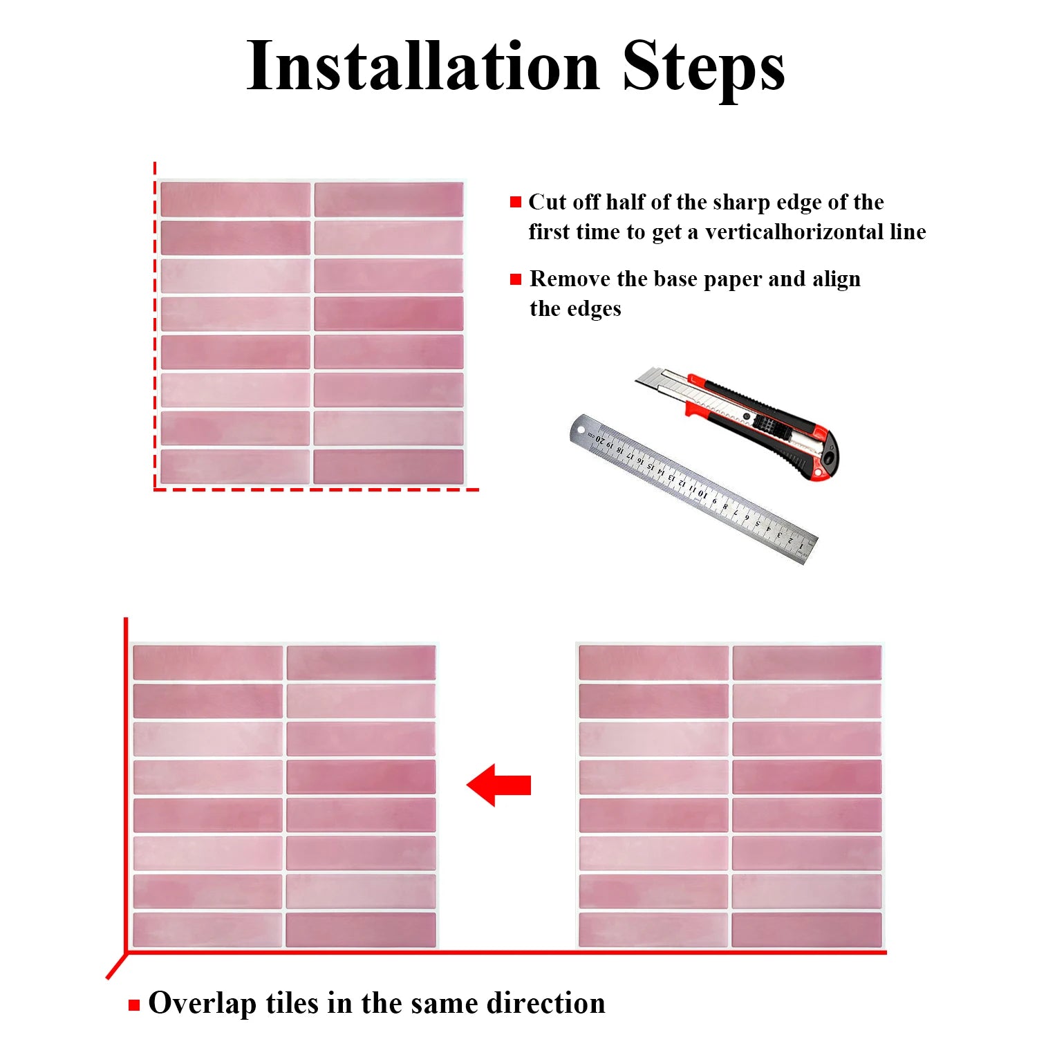 10pcs 3D Imitation Tiles Self-Adhesive Wall Stickers Peel And Stick Wallpaper Heat-resistant And Waterproof For home Decor