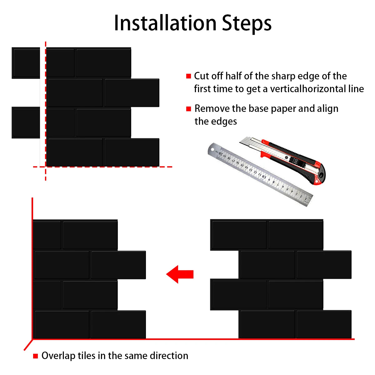 10pcs 3D Strong Adhesive Wall Stickers Brick Vinyl Wallpaper Waterproof Heat Resistant Kitchen Backsplash Wall Tiles Home Decor