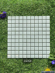 Gạch thủy tinh mosaic màu trắng 25058
