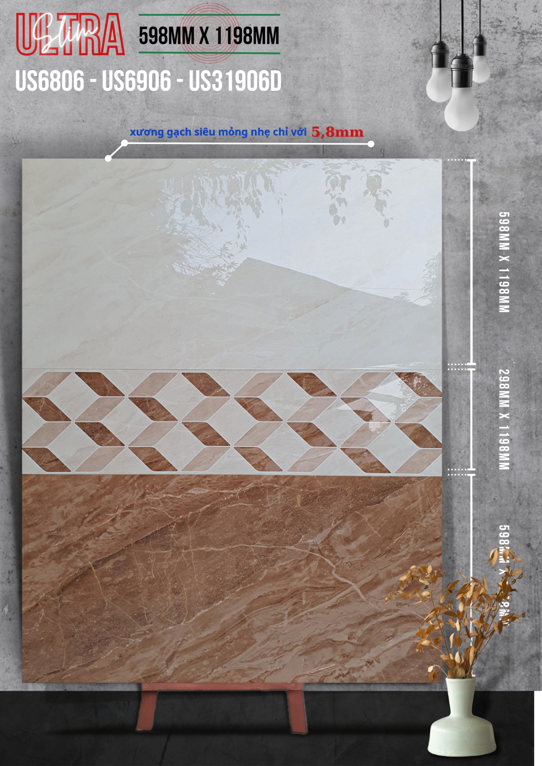 Gạch ốp lát Apodio US 6806 US 6906 US 31906D (598x1198x5.8mm)