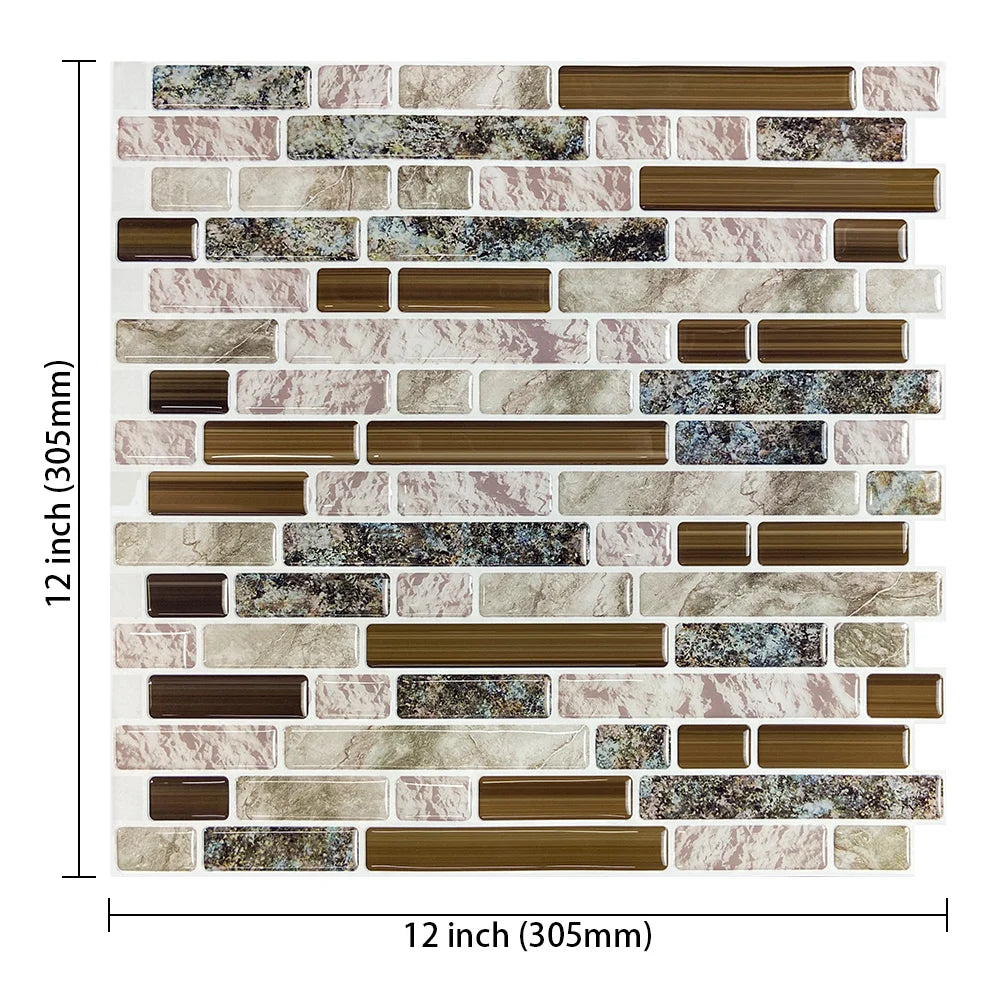 10 Sheets Kitchen & Bathroom Wall Stickers 3D Wall Tiles Peel and Stick Vinyl Wallpaper Modern Home Decor