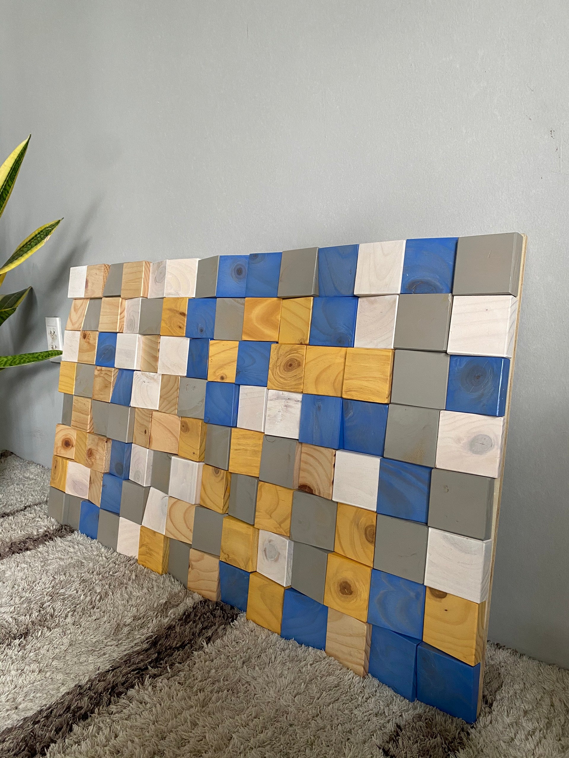 Tranh Tường Nghệ Thuật Tấm Ốp Gạch Mosaic Gỗ Thủ Công Hiện Đại Họa Tiết Tùy Chỉnh
