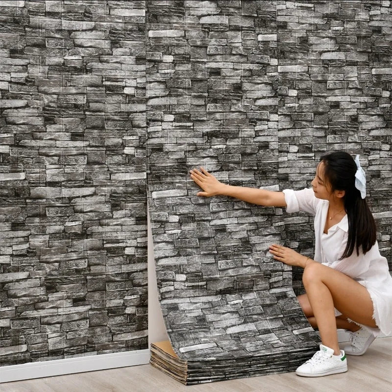 77cm*70cm 3D self-adhesive wallpaper waterproof brick retro wall stickers living room bedroom wall stickers home decoration