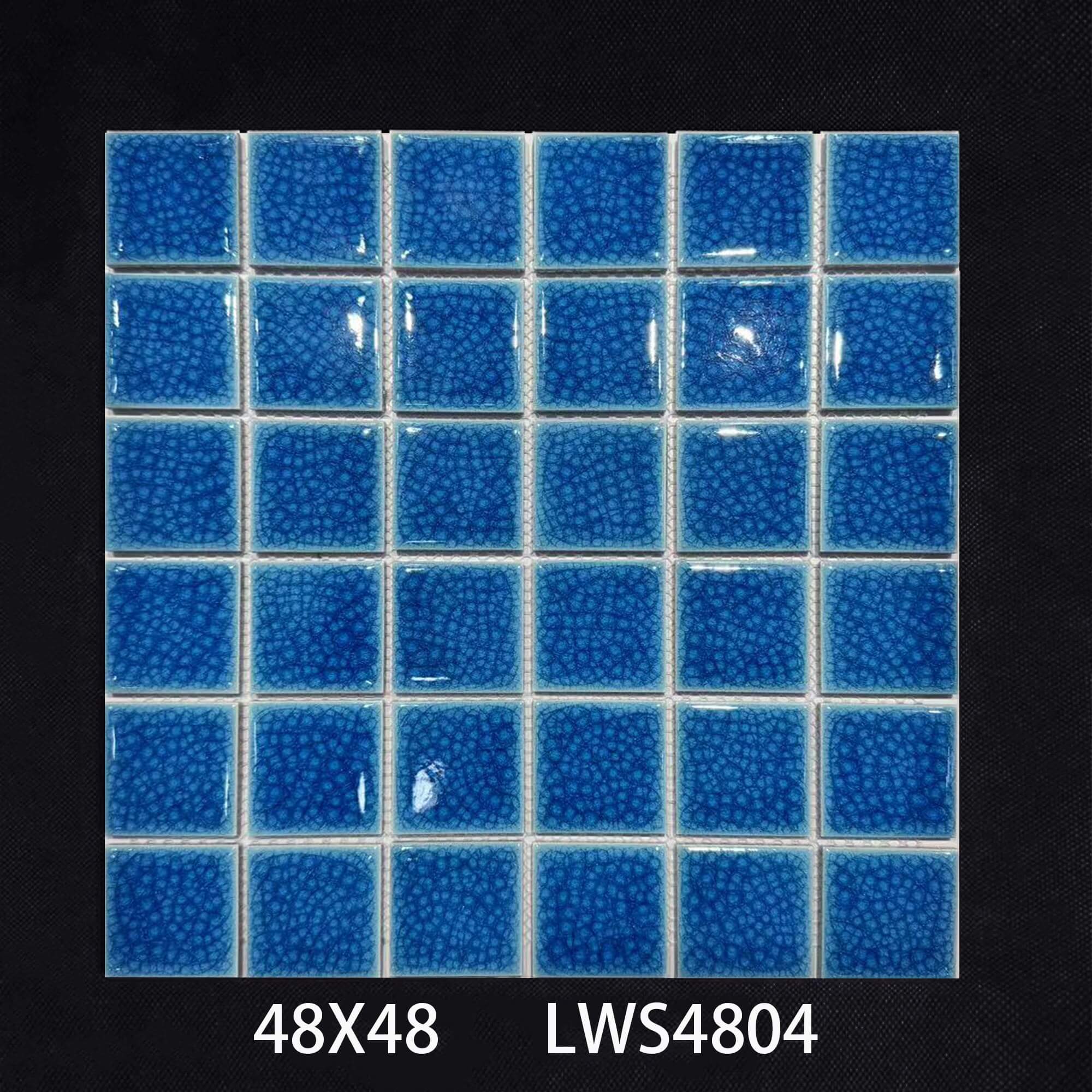 48mmX48mm Gạch Mosaic Vân Nứt Băng Huỳnh Quang Xanh Lục Lam Nhạt Bề Mặt Bóng Nghệ Thuật Hồ Bơi Dùng Ngoài Trời