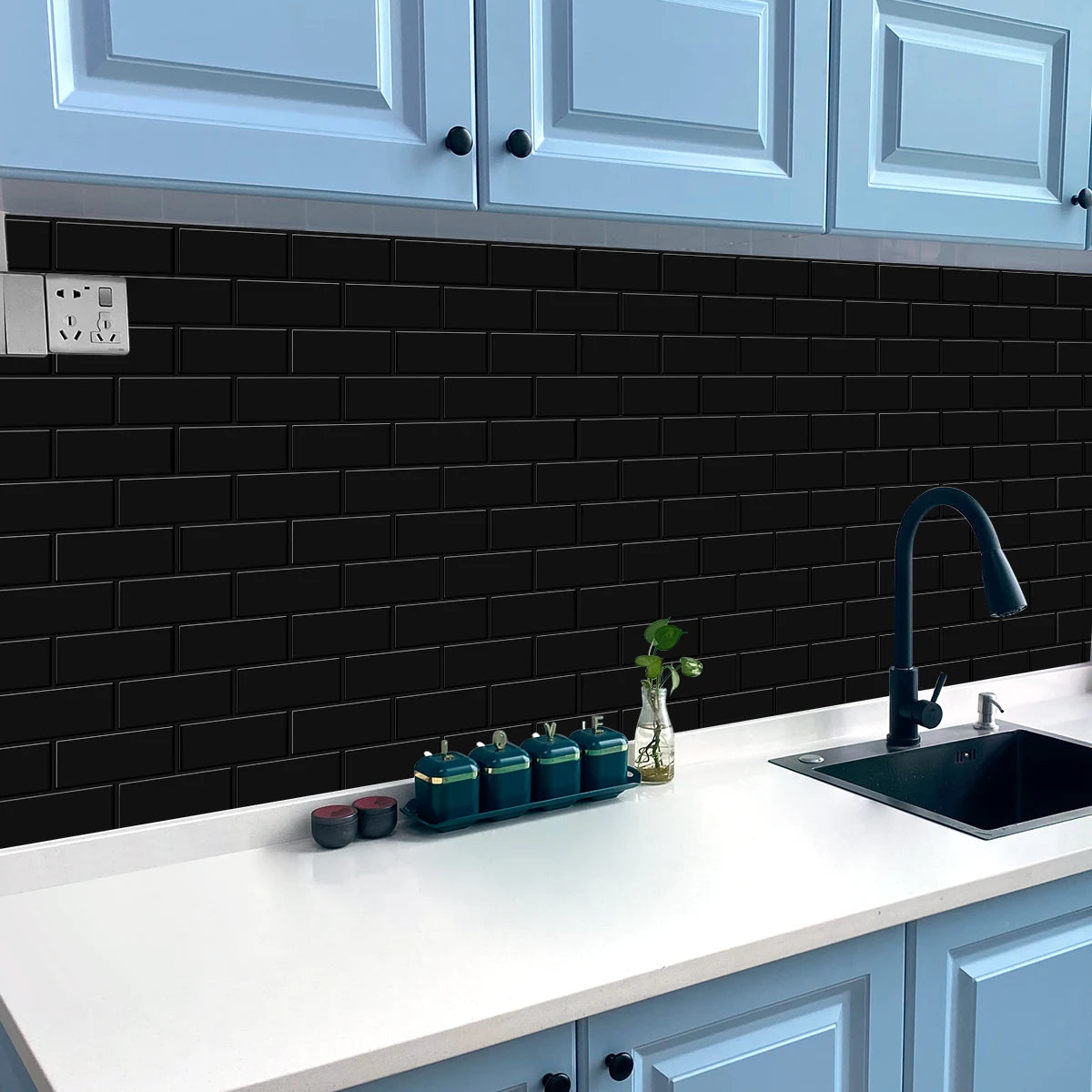 10 PCS Waterproof Brick Pattern 3D Textured Wall Panels DIY Tiles,Removable Self Adhesive Wall Tile Sticker Kitchen Bathroom