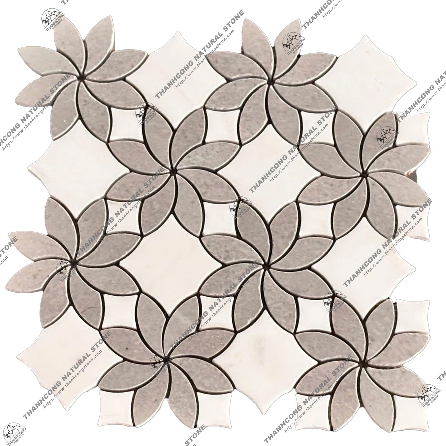 Modern White 8-10mm Flower Pattern Mosaic Wall Tiles Decorative Rectangular Tiles for Kitchen Living Room Bedroom Hotel Villa