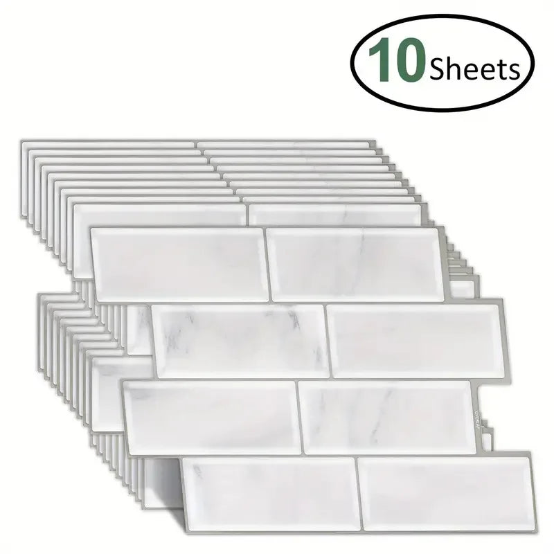 10 Pieces Premium Waterproof Wallpaper 3D Peel and Stick Subway Wall Tile Sticker for Kitchen & BathroomChildren's Room