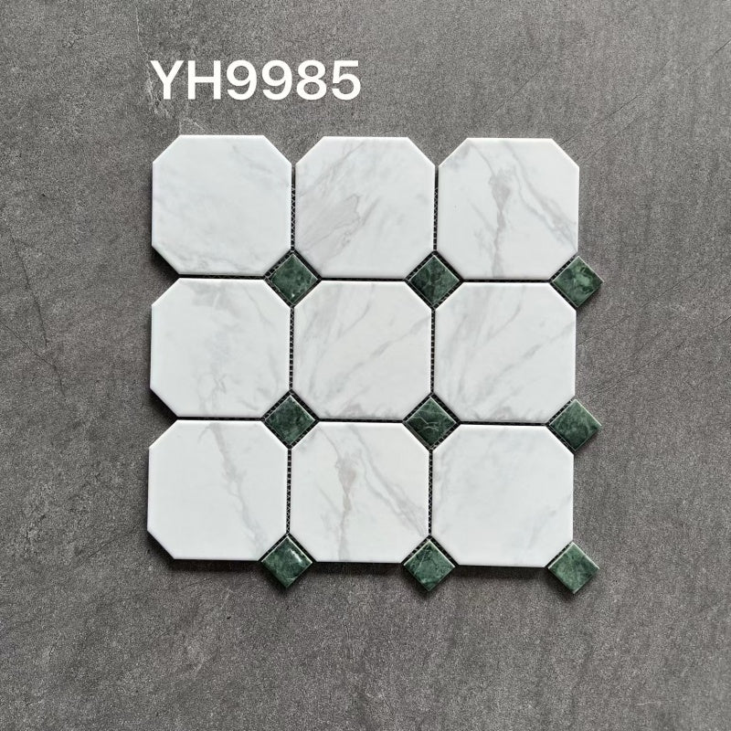 Gạch Ốp Lát Bếp Hình Bát Giác Trắng Sứ Kháng Khuẩn 6mm