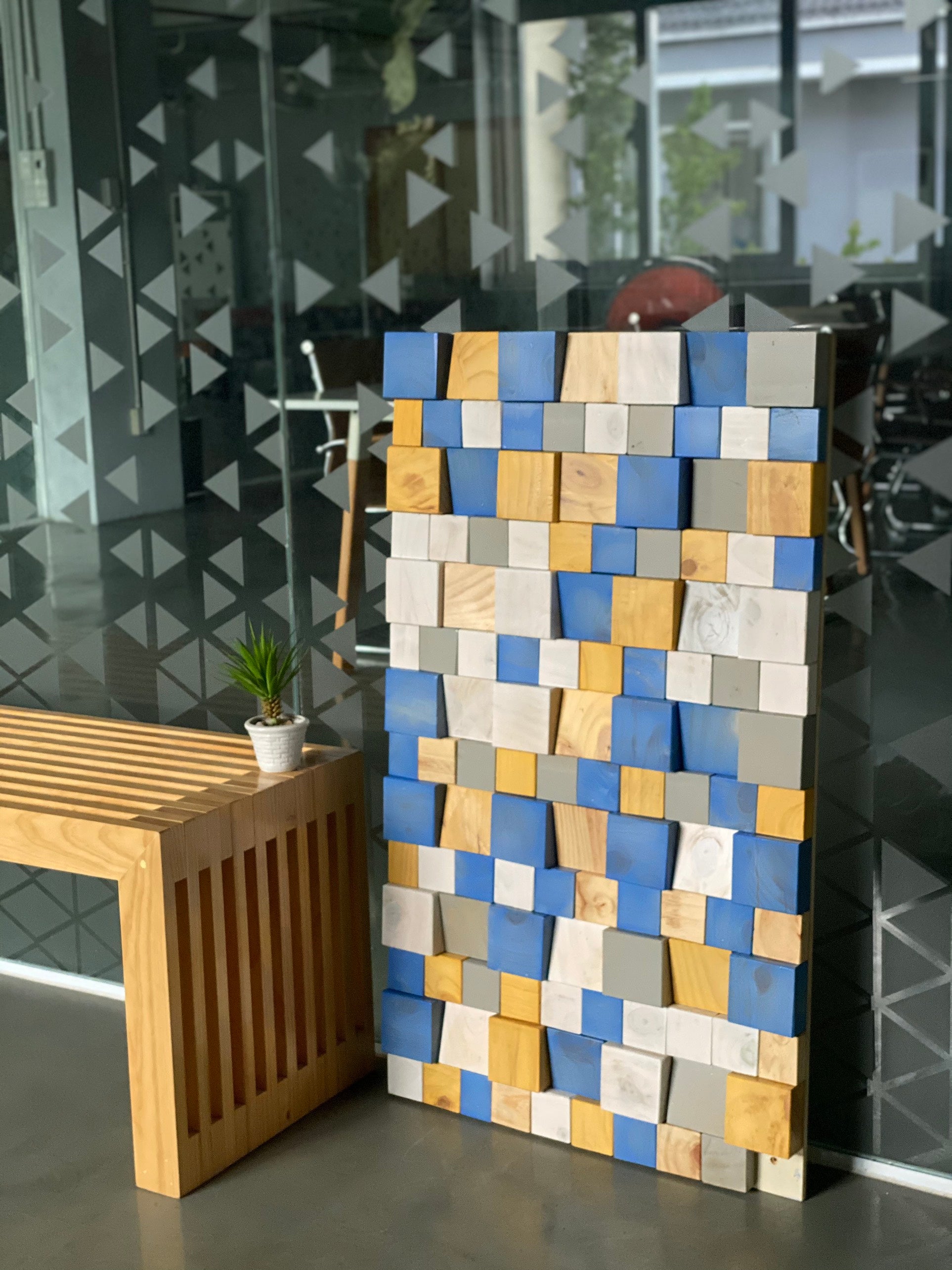 Tranh Tường Nghệ Thuật Tấm Ốp Gạch Mosaic Gỗ Thủ Công Hiện Đại Họa Tiết Tùy Chỉnh