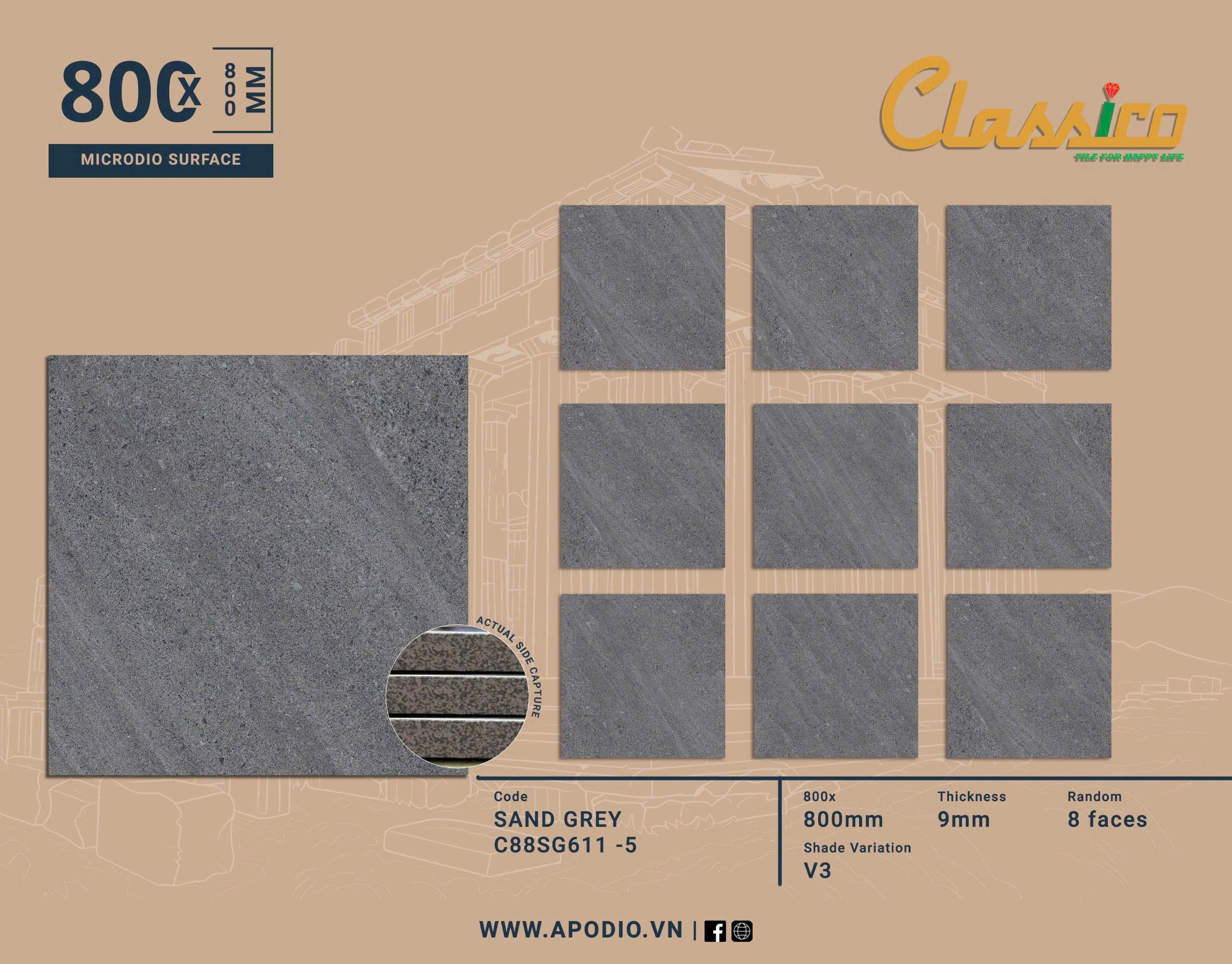 Gạch Men Mờ KT 800x800 C88SG611-5