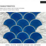Gạch mosaic gốm hình vảy cá 300x300mm màu xanh dương