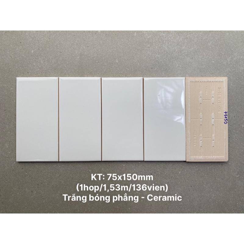 Gạch thẻ KT 75x150mm trắng bóng phẳng STA75150
