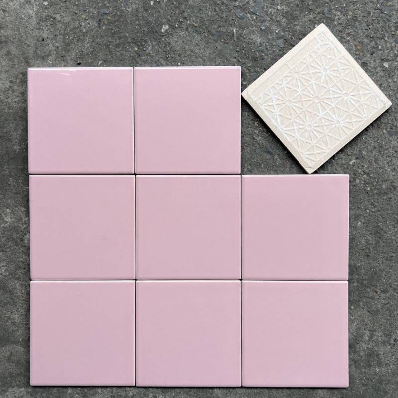 Gạch thẻ KT 100x100mm hồng bóng phẳng M1116