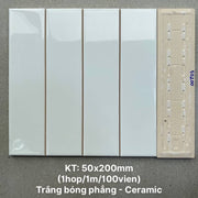 Gạch thẻ trắng bóng phẳng KT 50x200 PSTA50200