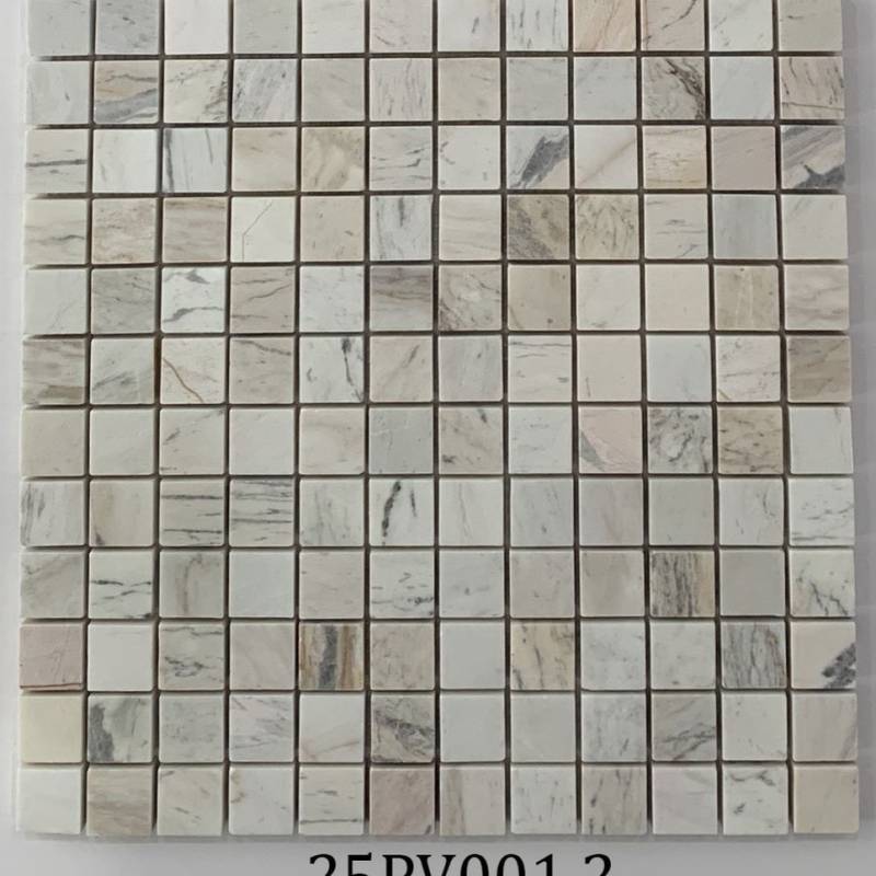 Đá Mosaic vân gỗ chip vuông bóng 25PV001.2
