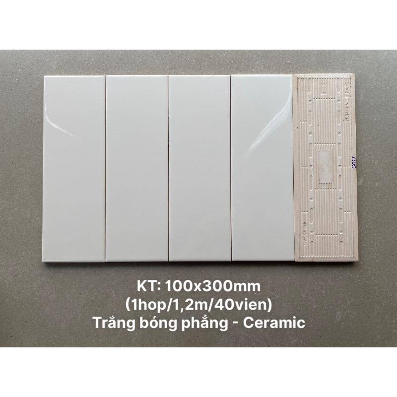 Gạch thẻ trắng bóng phẳng KT 100x300mm STA1300