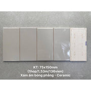 Gạch thẻ KT 75x150mm xám ấm bóng phẳng STA75153
