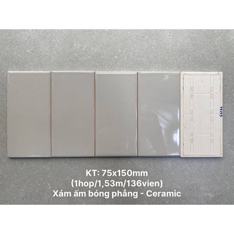 Gạch thẻ KT 75x150mm xám ấm bóng phẳng STA75153