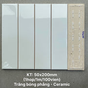 Gạch thẻ trắng bóng phẳng KT 50x200 PSTA50200