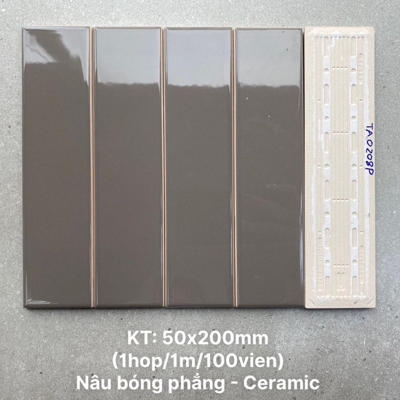 Gạch thẻ nâu bóng phẳng KT 50x200mm TA0208P – Daisan Store