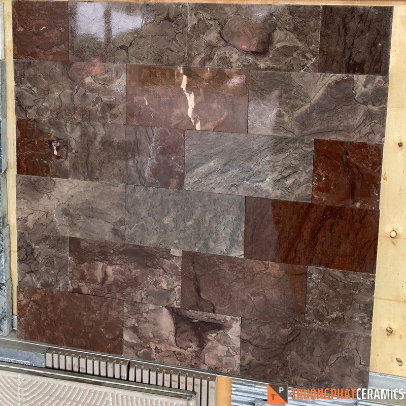 Đá ốp tường cẩm thạch đỏ lựu 10×20