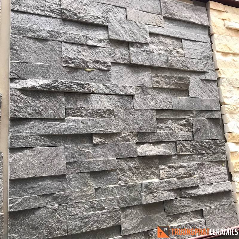 Đá ốp tường ghép đen slate