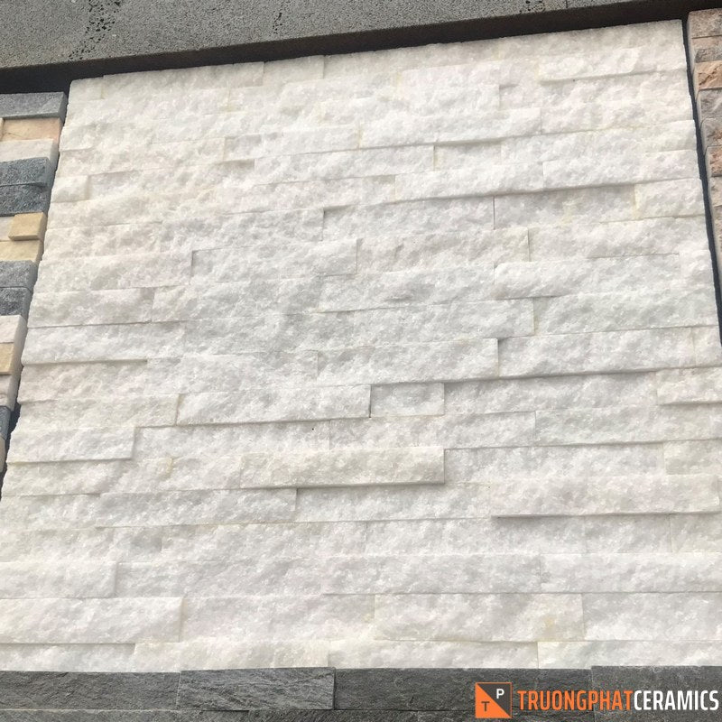 Đá ốp tường đá ghép trắng muối