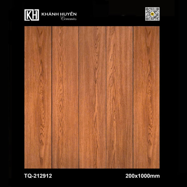 Gạch vân gỗ nâu, họa tiết vân gỗ tự nhiên, kích thước 200x1000mm.