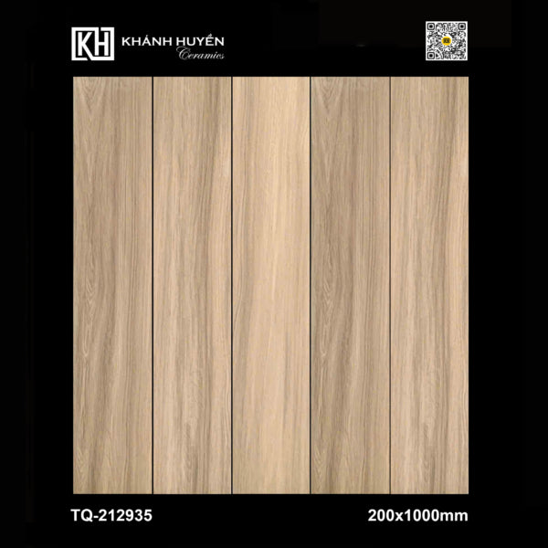 Sáu ván gỗ màu nâu nhạt, vân tự nhiên, kích thước 200x1000mm, nền đen.