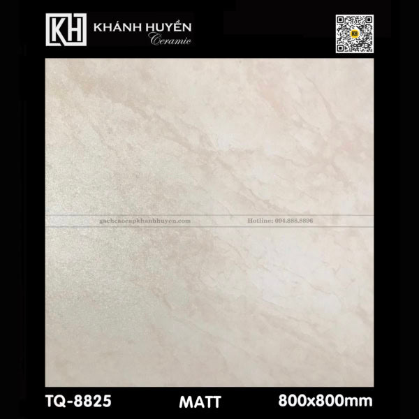 Gạch lát nền màu be nhạt, vân mờ, kích thước 800x800mm, thương hiệu Khánh Huyền.