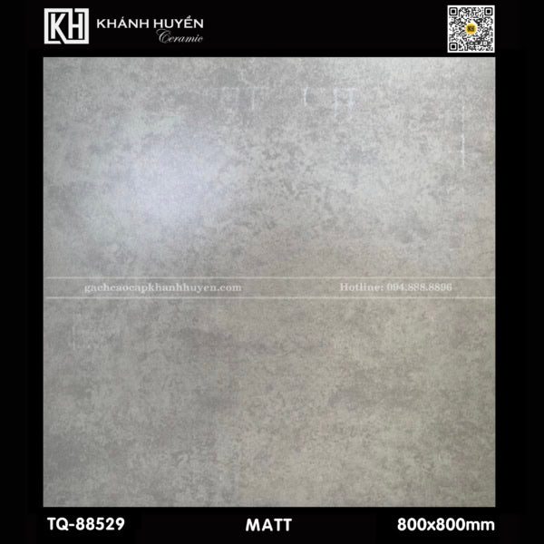 Gạch ceramic màu xám, bề mặt mờ, kích thước 800x800mm, mã TQ-88529.
