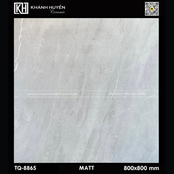 Gạch lát màu xám nhạt, vân mờ, kích thước 800x800mm, thương hiệu Khánh Huyền.