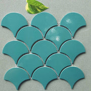 Mosaic vảy cá màu xanh đậm men bóng GP-FT118B4