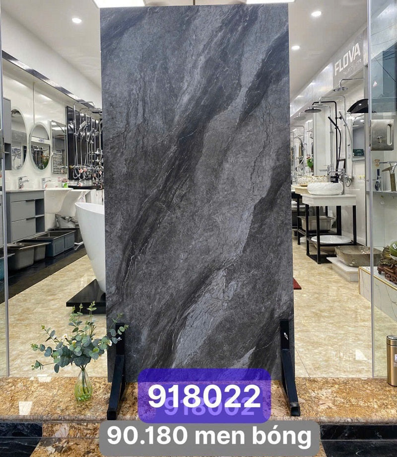 Gạch Ốp Lát 90x180cm Trung Quốc màu vân đá đen vân trắng nhạt 918022
