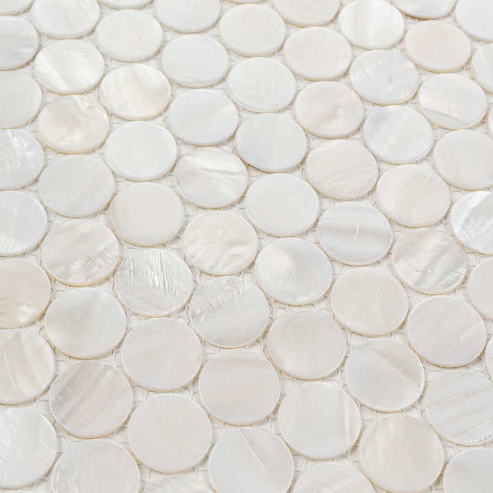 Gạch ốp tường ốp lưng Foshan Premium Luxury Shell Mosaic Tiles Mix Nature Round Seashell Mosaic Tiles