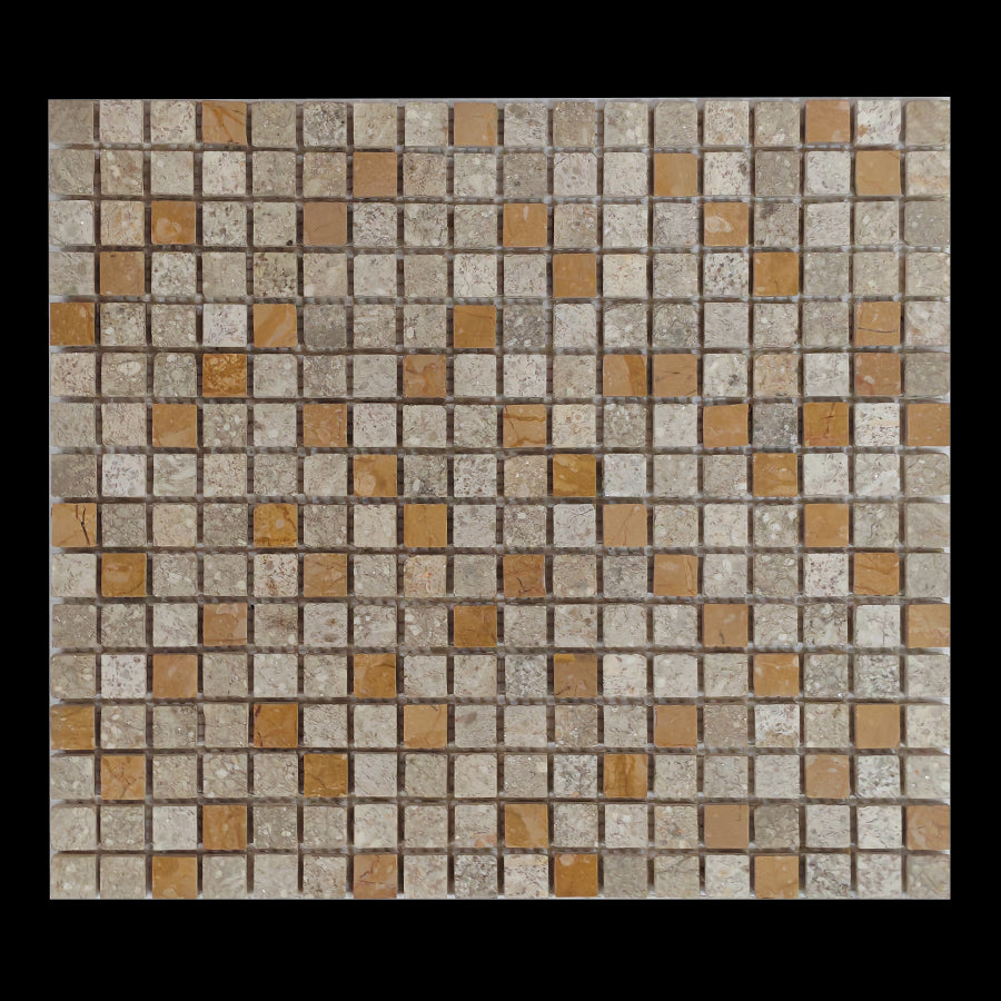 Gạch mosaic vuông đá trang trí tùy chỉnh màu vàng trắng ngọc trai, gạch lát sàn mosaic kem, mosaic đá trang trí tường