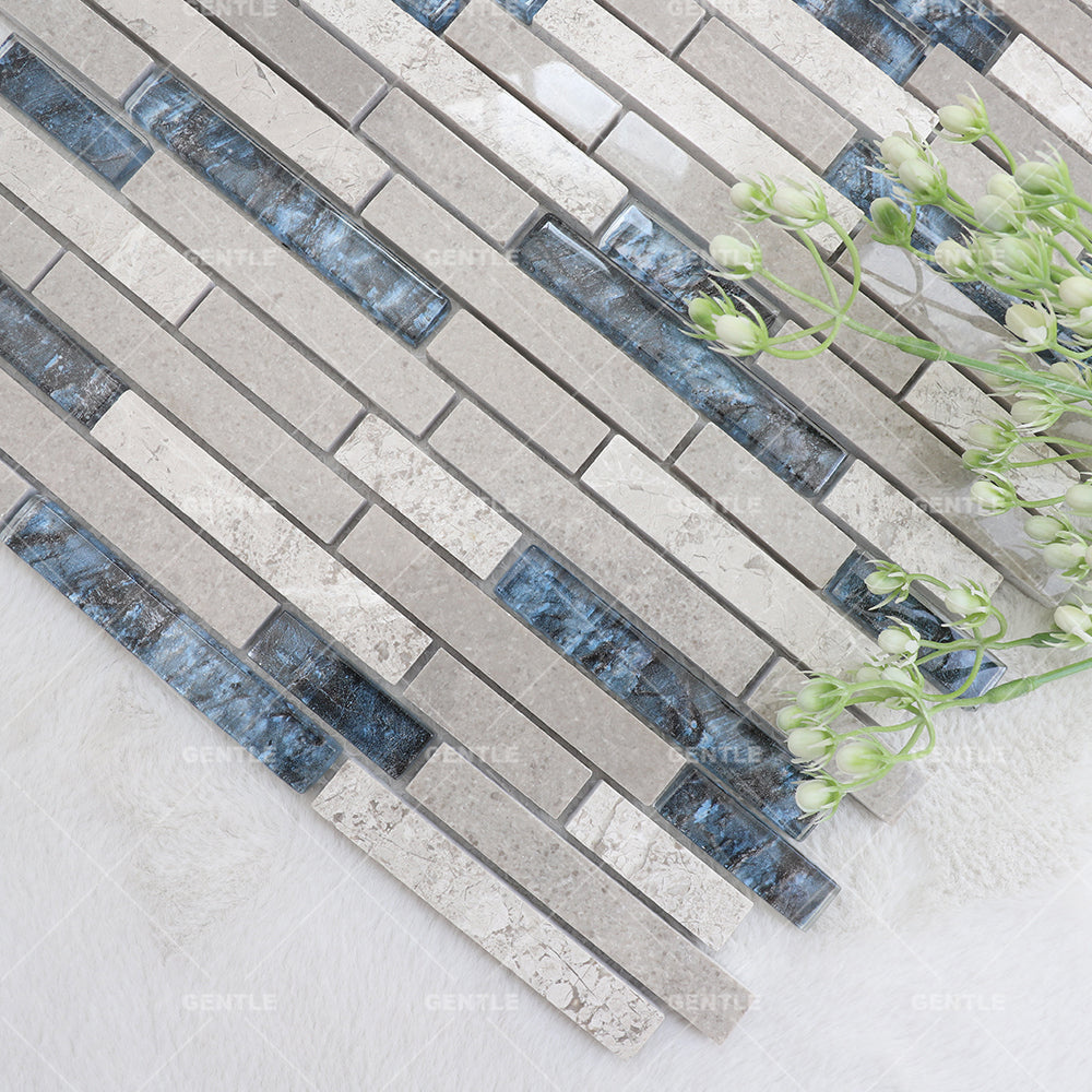 Gạch Ốp Tường Trang Trí Mosaic Bếp Đá Cẩm Thạch Trắng Và Xanh Mòng Két Đánh Bóng