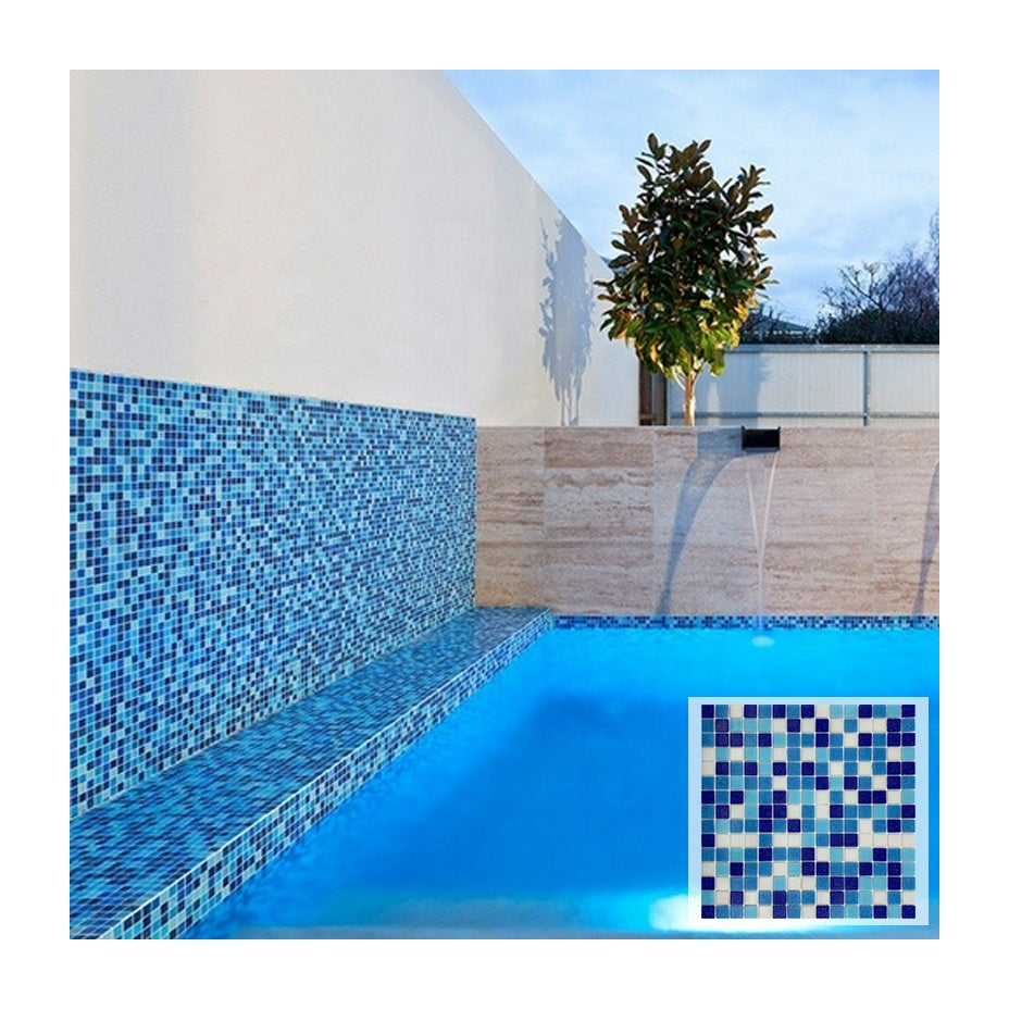 Gạch Mosaic Kính Nóng Chảy Màu Xanh Đại Dương Bán Chạy Từ Nhà Máy Dùng Lát Sàn Hồ Bơi, Sàn Và Tường Phòng Tắm