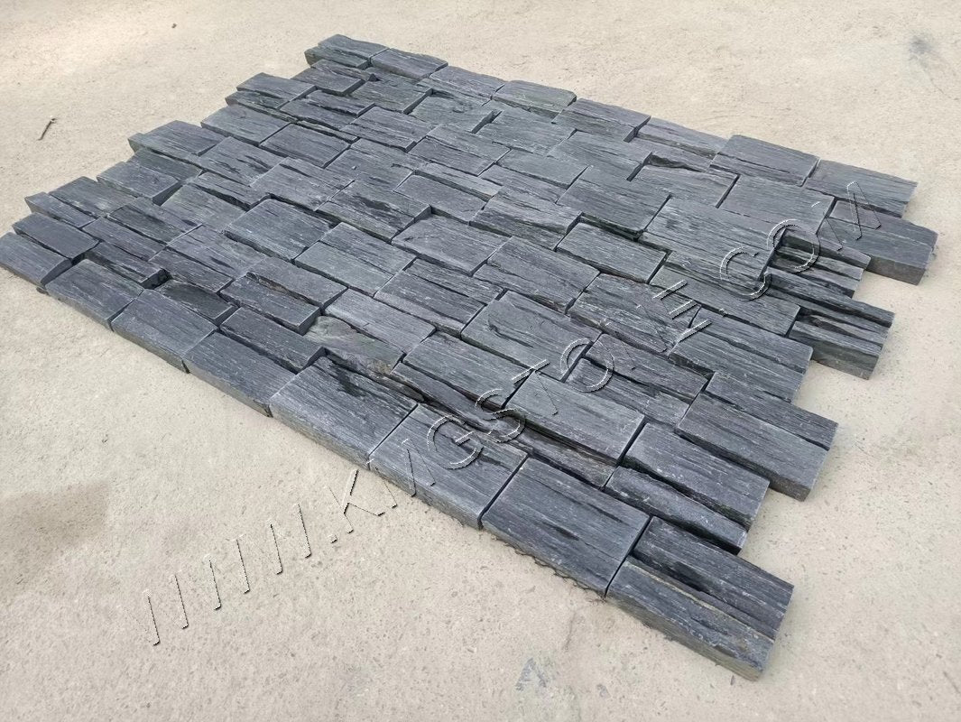 Tấm ốp đá văn hóa hiện đại chứng nhận CE bằng đá phiến tự nhiên màu đen, dùng ngoài trời