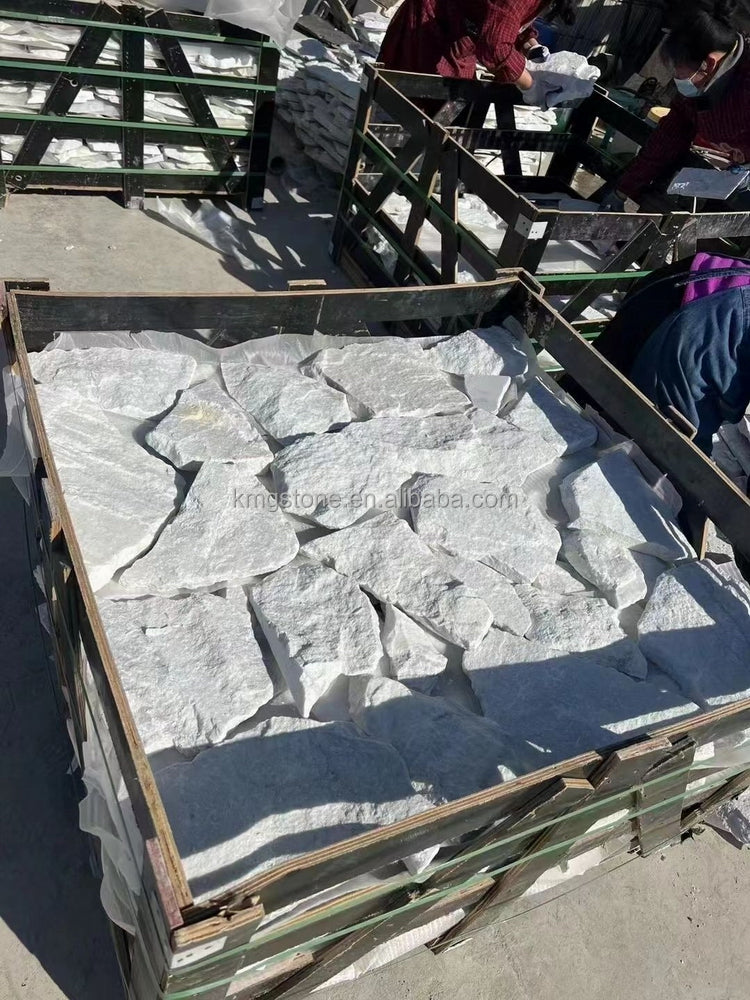 Đá ốp sa thạch trắng tự nhiên dạng đá rời dùng cho gạch ngoại thất, đá mặt tiền tự nhiên