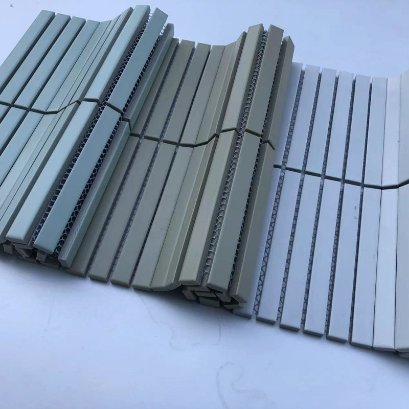 Gạch Mosaic Thiết Kế Đặc Biệt Kiểu Gạch Thủ Công Cắt Tia Nước 3D Ốp Tường Chống Bắn Bếp Và Hồ Bơi Kích Thước 23x98/15x145mm