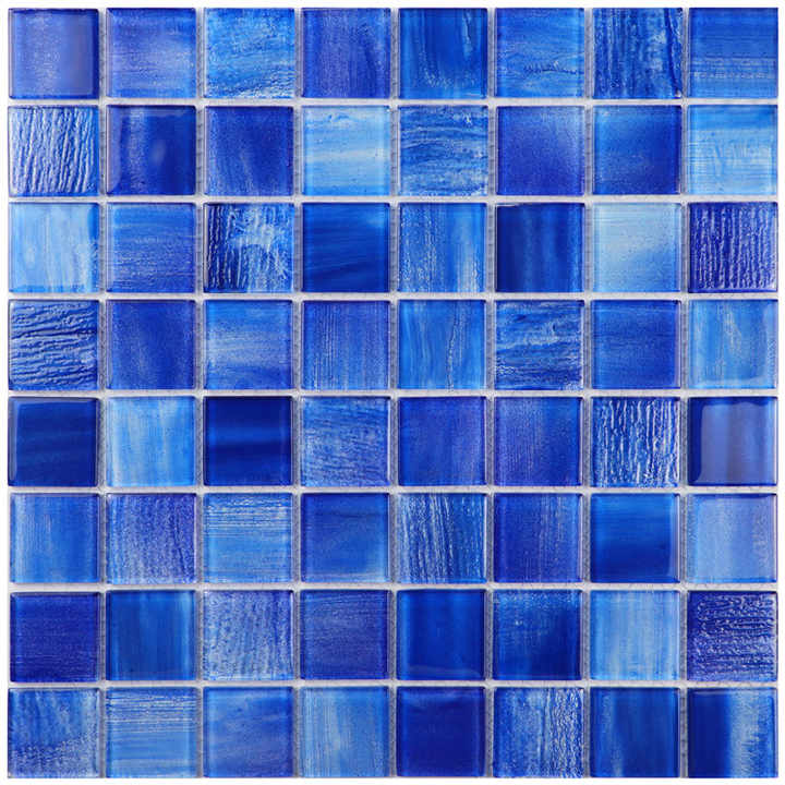 Gạch mosaic thủy tinh sáng tạo màu xanh lam trang trí mới cho phòng tắm